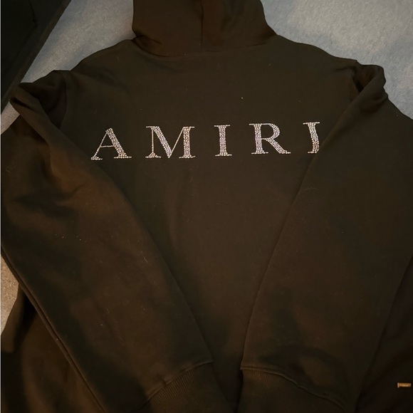 AMIRI Black Hoodie with Blue Embroidery - Picture 2 of 4